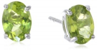 Sterling Silver 8x6mm Oval Peridot Earrings