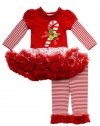 Rare Editions Girls Candy Cane Holiday Dress Outfit Leggings , Red , 2T