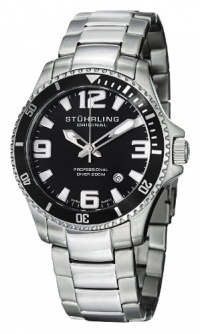 Stuhrling Original Men's 395.33B11 Aquadiver Regatta Champion Professional Diver Swiss Quartz Date Black Bezel Watch