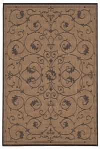 Couristan 1583/2500 Recife Veranda 7-Feet 6-Inch Square Rug, Cocoa and Black