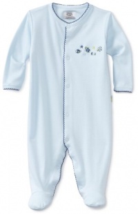 Noa Lily Baby-Boys Newborn Footie with Turtle Embroidery, Blue, 9 Months