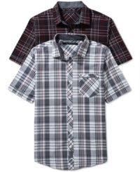 Check your cool in this stylish plaid button down by Sean John.