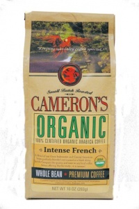 Cameron's Organic Intense French Whole Bean Coffee, 10-Ounce Bags (Pack of 3)