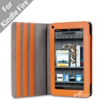 Acase(TM) Kindle Fire Premium Micro Fiber Leather Case with built-in Stand for Kindle Fire Full Color 7 Multi-touch Display, Wifi (Orange)