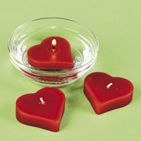 Red Heart Shaped Floating Candles (Pack of 12)