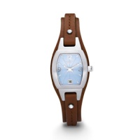 Fossil Women's JR9761 Skinny Brown Leather Strap Blue Analog Dial Watch