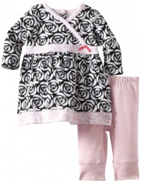 Offspring- Baby Girls Newborn Rosette Dress and Legging Set, Black Multi, 9 Months