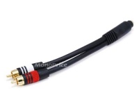 Monoprice 6inch Premium 3.5mm Stereo Female to 2RCA Male 22AWG Cable (Gold Plated) - Black