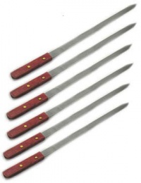 NEW, 25-Inch Long, Large Stainless Steel Brazilian-Style BBQ Barbecue Skewers, Shish Kebab Kabob Skewers, 1-Inch Wide Blade, Set of 6