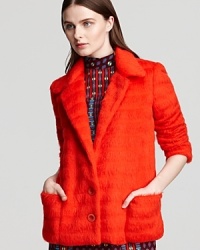 Keep winter grays at bay with this plush fleeced wool blend Nanette Lepore coat in a punchy hue.