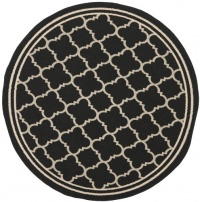 Safavieh CY6918-226 Courtyard Collection Indoor/Outdoor Round Area Rug, 7-Feet 10-Inch in Diameter, Black and Beige