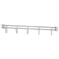 Alera SW59HB424SR Hook Bars For Wire Shelving, 5 Hooks, 24 in. Deep, Silver, 2 Bars/Pack