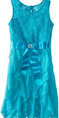 My Michelle Girls 7-16 Sleeveless Party Dress with Illusion Neckline