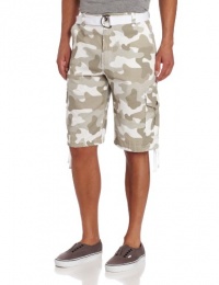 Southpole Men's Belted Ripstop Camo Cargo Short With Washing