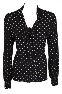 Charter Club Womens Polka Dot Long Sleeve Top