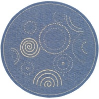 Safavieh CY1906-3103 Courtyard Collection Blue and Natural Indoor/Outdoor Round Area Rug, 6-Feet 7-Inch