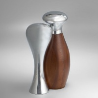 Nambe Monroe Salt and Pepper Set, Wood with Metal Alloy