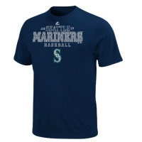 MLB Mens Seattle Mariners Charge The Mound Athletic Navy Short Sleeve Basic Tee By Majestic