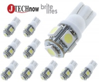 Jtech 10x 194 168 2825 T10 5-SMD White LED Car Lights Bulb Super Bright