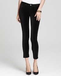 Get a glamorous leg up in these fabulous J Brand jeans--rendered in must-touch velvet with a hint of stretch for supreme comfort, these style-savvy skinnies carry you from daytime to primetime with ease--simply swap your ballet flats for a pump!