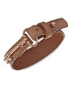 Lock up your new favorite bracelet with this key-charm wrist wrap from Fossil. Crafted with nude-colored leather. Finished with an adjustable peg closure. Approximate length: 9-1/2 inches.