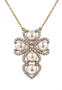 Effy Jewlery 14K Rose Gold Pearl and Diamond Cross Pendant, 1.18 TCW