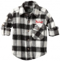 Woolrich Baby-Boys Infant Long Sleeve Flannel Top, Black, 12 Months