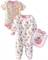 Carter's Watch the Wear Baby-Girls Newborn 3 Piece Sweet Heart Set, Pink, 6-9 Months