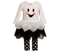 Bonnie Baby Baby-Girls Infant Knit Top with Halloween Happy Face Legging, White, 24 Months