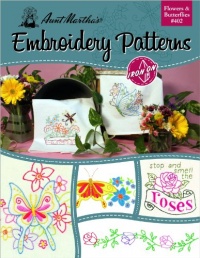 Aunt Martha's Flowers and Butterflies Embroidery Transfer Pattern Book, Over 25 Iron On Patterns