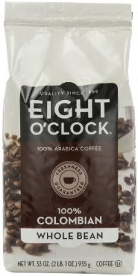 Eight O'Clock Coffee, 100% Colombian Whole Bean, 33-Ounce Bag