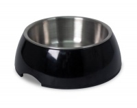 Petmate Pet Bowl with Stainless Steel Eating Surface, Small, Black