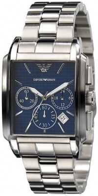 Emporio Armani Men's AR0480 Classic Chronograph Stainless Steel Blue Dial Watch