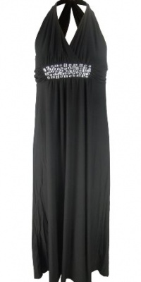 Cross-Back Sleeveless Empire Waist Maxi Dress