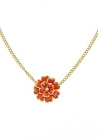 Gold Tone With Orange Flower Necklace Gold Tone With Orange Flower Necklace