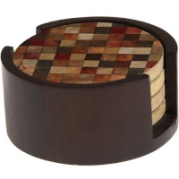 Thirstystone 'Contemporary Mosaic' Sandstone Drink Coaster Set with a Walnut Holder Included