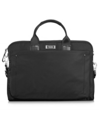 Tech it out! Step out in style & pack fun, personality & lightweight convenience into your every errand. Featuring interior media & accessory pockets, along with a protected laptop area, this bag is a dependable pick for meetings, errands and getting around town with all of your essentials. 5-year warranty.