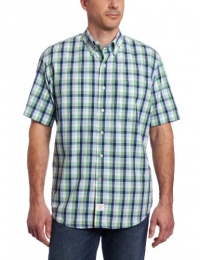 IZOD Men's Short Sleeve Large Plaid Button Down