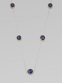 Rich lapis stations set in 24k gold on a sterling silver link chain for a truly elegant style. Lapis24k goldSterling silverLength, about 39½Lobster clasp closureImported 