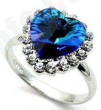 Swarovski Elements Crystal Heart Of The Ocean Titanic Ring-CR3433