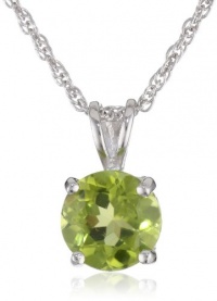 Sterling Silver and Round Peridot Pendant Necklace, 18