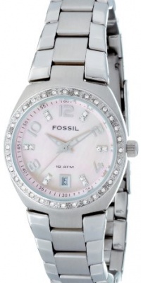 Fossil Women's AM4175 Glitz Quartz Pink Mother-Of-Pearl Dial Watch