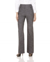 A must-have for your work wardrobe, AGB's textured cotton-blend petite pants feature a flattering silhouette with unique button tabs. (Clearance)