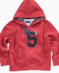 Layer him up this season in cute cozy style with this Tommy Hilfiger hoodie.