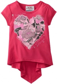 Beautees Girls 2-6X Top with Heart, Hot Pink, 4