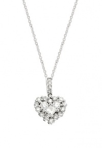 Effy Jewlery 14K White Gold Diamond Heart Pendant, .74 TCW