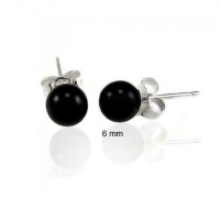 Bling Jewelry 925 Sterling Silver Onyx Ball Stud Earrings 6mm