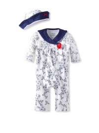 Little Me Baby-girls Newborn Rose Dot Coverall And Hat, Blue, 3 Months