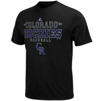 MLB Mens Colorado Rockies Charge The Mound Black Short Sleeve Basic Tee By Majestic