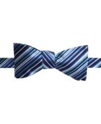 Any way you want it. This Countess Mara bowtie reverses from stripes to polka dots to double your formalwear options.